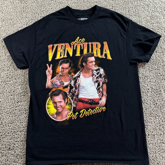 Ace Ventura Pet Detective Shirt Mens Medium Black Jim Carrey Movie Short Sleeve - Picture 2 of 8